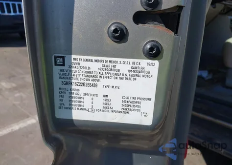 2002 GMC Yukon Xl 1500 Slt z USA, uszkodzony, nr VIN 3GKFK16Z22G265439